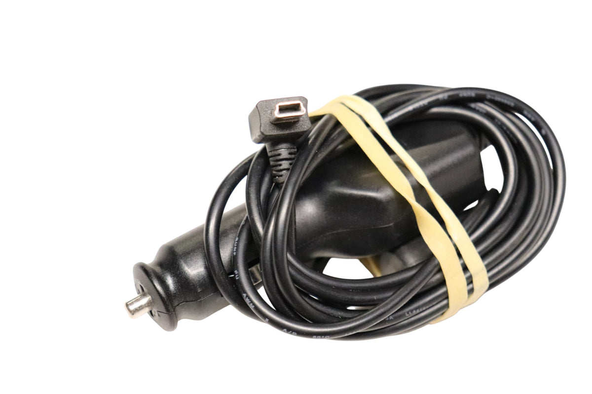 Garmin OEM 12V auto charger showing micro-USB charging connector for compatible Garmin devices