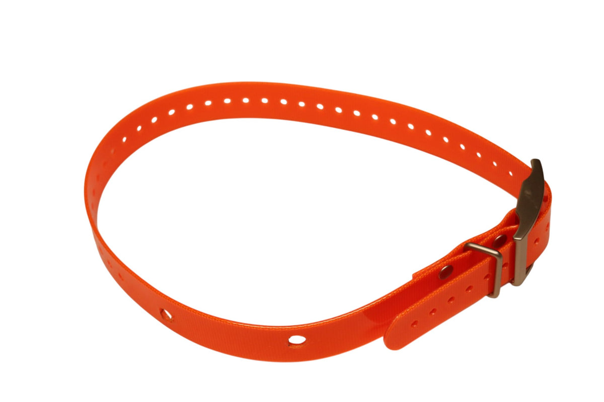 Garmin DC40 orange replacement collar strap with buckle and pre-drilled receiver mounting holes