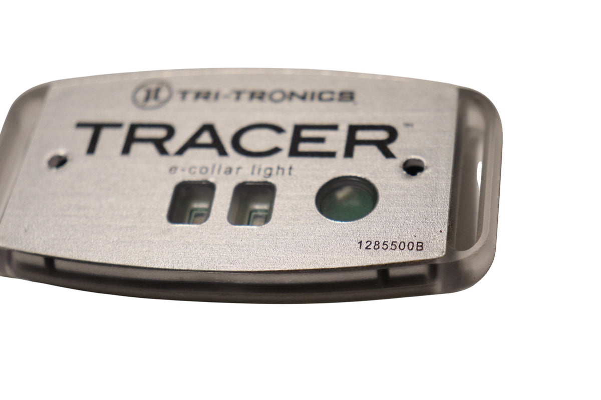 Side view of Tri-Tronics G2 G3 Tracer e-Collar Light with white beacon